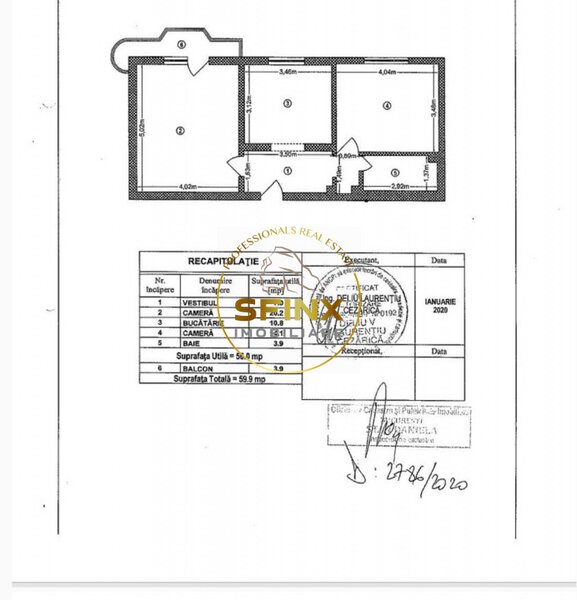 Sebastian, 2 camere decomandat 60 mp, renovat, parcare ADP